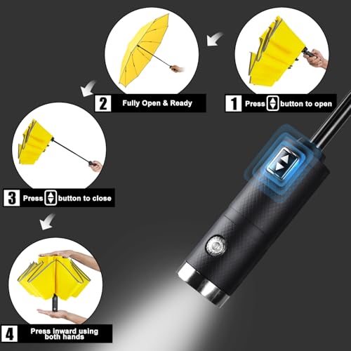 Portable Compact Folding Inverted Umbrella with LED