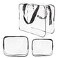 3Pcs Crystal Clear PVC Travel Toiletry Bag Kit for Women Men