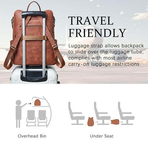 Vegan Leather Laptop Backpack for Women 15.6 inch Work Backpack Fashion Travel Backpack Purse for Business College