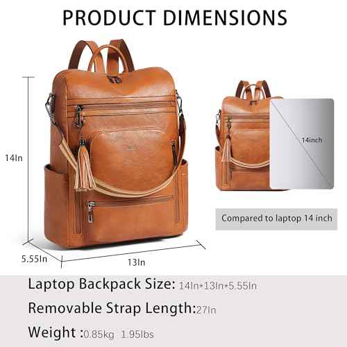 Vegan Leather Laptop Backpack for Women 15.6 inch Work Backpack Fashion Travel Backpack Purse for Business College