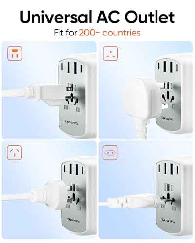 Universal Travel Adapter Kit with 3 AC Outlets 4 USB Ports