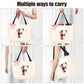 Tote Bag, A-Z Initial Monogrammed Waterproof Tote Bag, Bridesmaid Gifts for Women, Black and Pink (F, Beige)