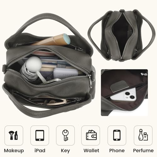 Genuine Leather Purses for Women with Detachable Satchel Strap