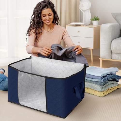 6 Pack Storage Bags for Clothes Blanket Storage Bins with Lids (6 Count)