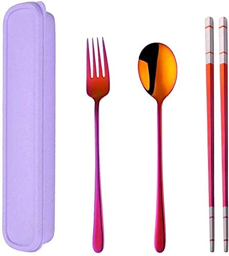 3 PCS Outdoor Flatware Set Fork Spoon Chopsticks