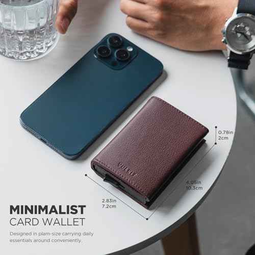 Pop up Card Wallet Minimalist Cash Wallets RFID Blocking Leather Smart Credit Card Holder with ID window for Men