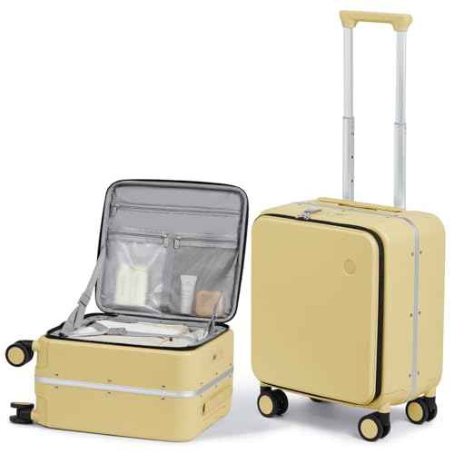 17x14x9 Carry On Luggage Underseat PC Hard Shell Suitcase Top Opening Aluminum Frame Travel Suitcases with Wheels