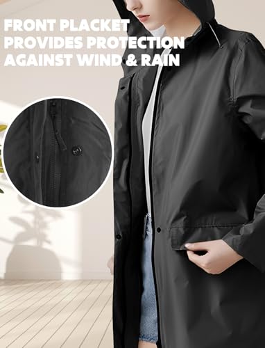 Waterproof Rain Poncho for Women Packable Hooded Raincoat with Pocket