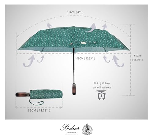 Folding Umbrella Real Wood Handle Walnuts Alpine Green