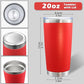 20oz Tumbler with Lid Stainless Steel Tumblers Insulated Mug Red 6P (6 Count)