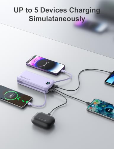 20000mAh Ultra Portable Charger Power Bank with inBuilt Cables&AC Wall Plug