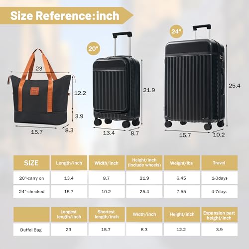 Luggage Sets Front Opening (3 Count)