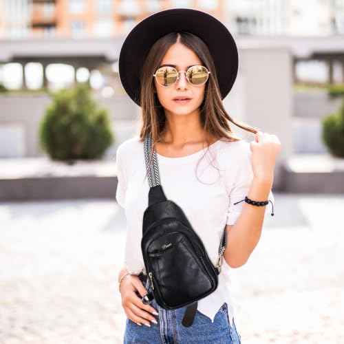Crossbody Bags for Women Anti Theft Vegan Leather Sling Bag RFID Blocking Chest Bag for Travel