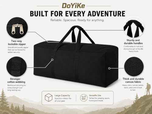 Extra Large Canvas Duffle Bag for Travel Heavy Duty Military Duffel