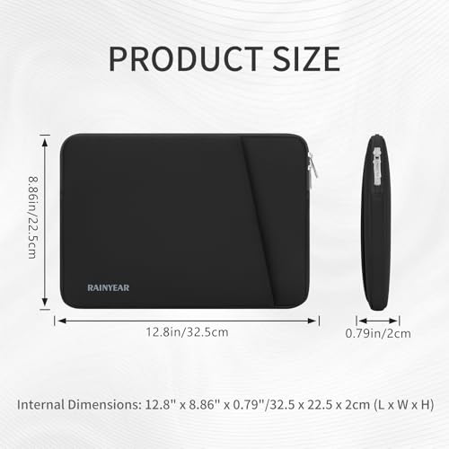 RAINYEAR 11 13 Inch Laptop Sleeve Padded Case Cover with Pocket