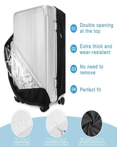 Upgraded Double Zippered Transparent PVC Suitcase Cover 20 Inch