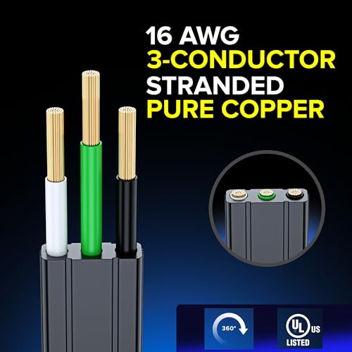 1 Ft UL 360° Rotating Flat Plug Extension Cord