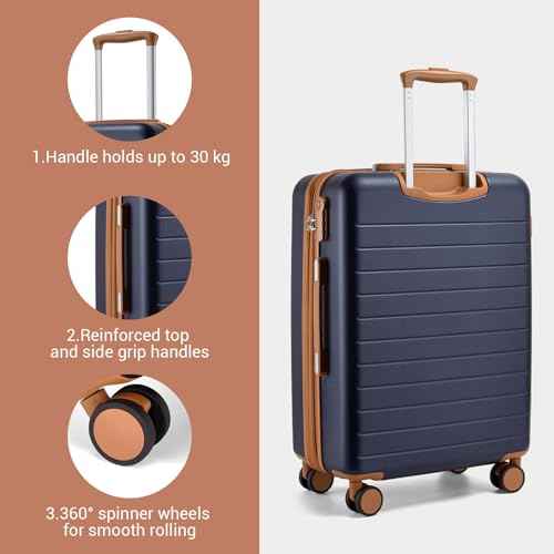 Carry On Suitcase 20in Expandable ABS+PC Airline Approved Navy