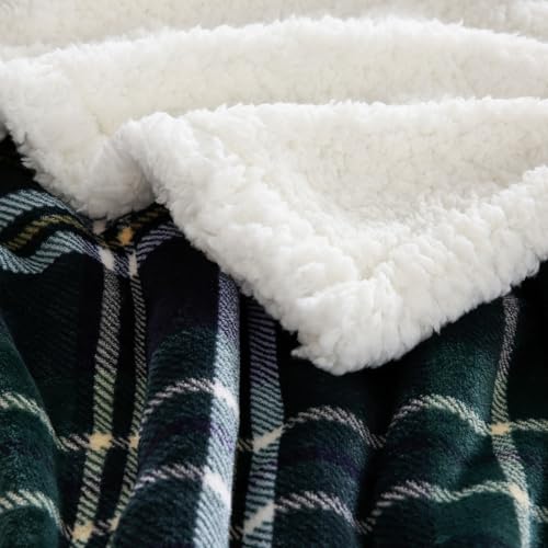 Sherpa Fleece Throw Blanket 80" x 90" Reversible Plush Fluffy Large Big Blanket Lattice Flannel Blankets for All Season Use