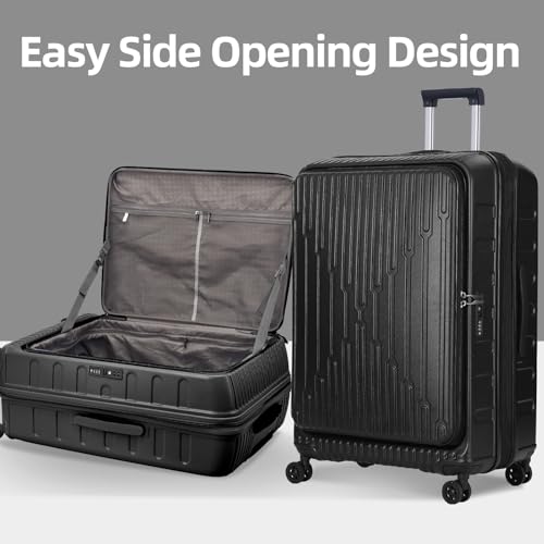 29 Inch Checked Luggage with Expansion and Side Opening