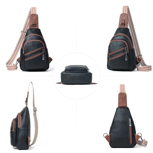 7L Crossboydy Sling Bag for Women Vegan Leather Crossbody Purse Fanny Pack Chest Bag for Travel