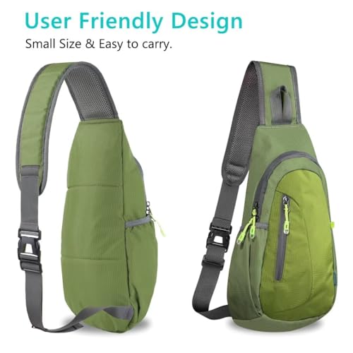 Small Sling Bag Lightweight Crossbody Bag for Women Men Hiking Backpack Travel Shoulder Bag Chest Daypack for Gym Work Outdoor Sports Army Green Grass Green