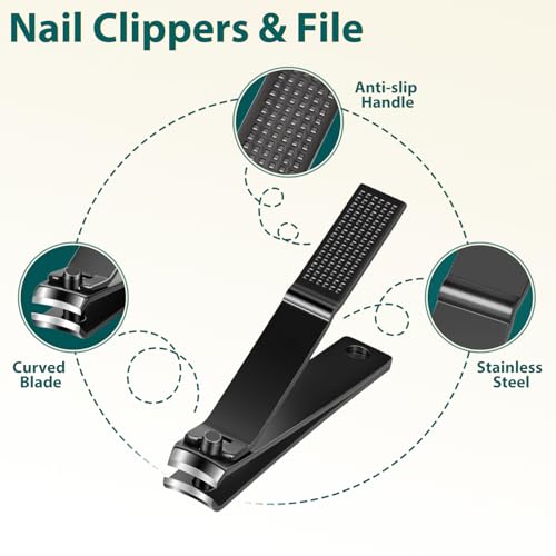 Tweezers Set 9 Pcs Nail Clipper Kit with Case for Eyebrows Grooming (9 Count)