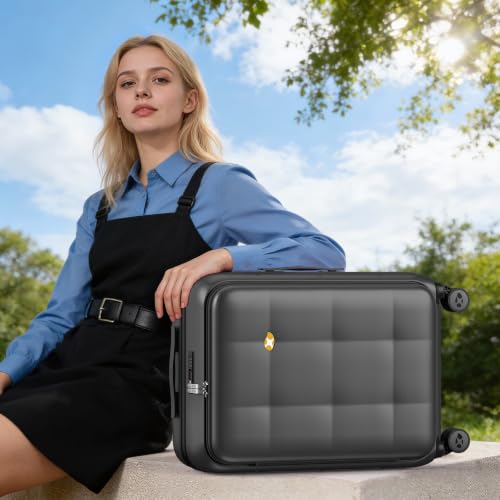 26 Inch Expandable Luggage Top Opening Checked Bag Charcoal Grey