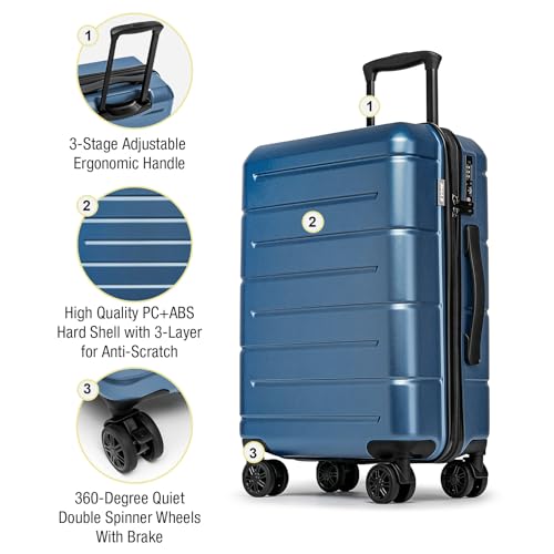 Large Suitcases with Wheels Hardshell 28 Inch Luggage TSA Approved Big Checked Luggage Durable Travel Rolling Suitcase for Women Men Light Blue