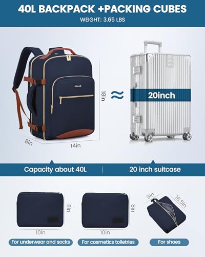40L Travel Backpack Flight Approved Carry on Backpack