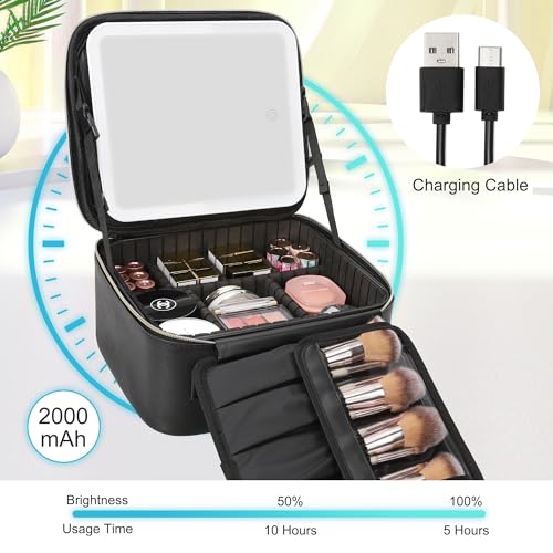 Travel Makeup Bag With LED Mirror