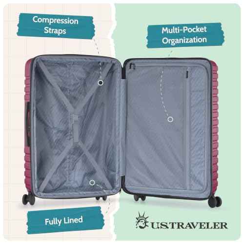 Boren Expandable Hardside Rugged Travel Luggage with 8 Spinner Wheels (3 Piece)
