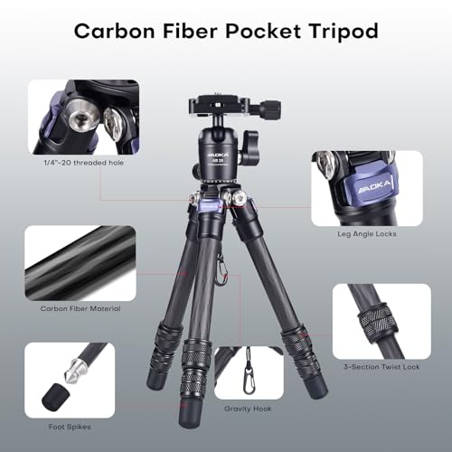 15.75" 0.99 lbs Mini Carbon Fiber Tripod