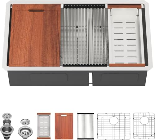 36 Inch Double Bowl Kitchen Sink Ledge Workstation Sinks Double Bowl 60