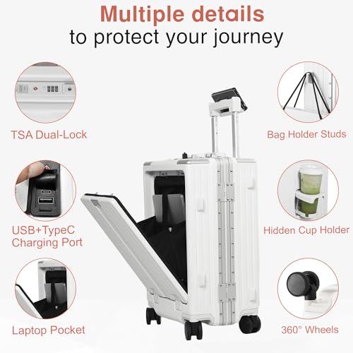 Zipperless 20 Inch Carry On Luggage