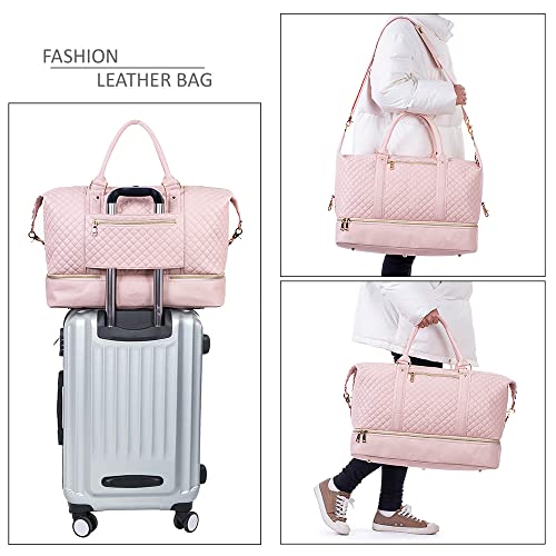Leather Travel Bag with Shoe Pouch