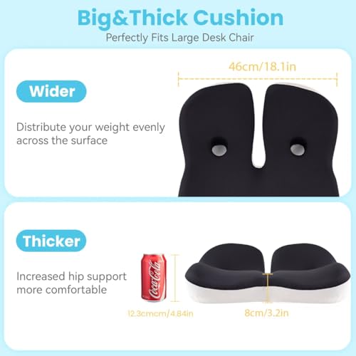 Seat Cushion Memory Foam for Sit Bone and Back Pain Relief