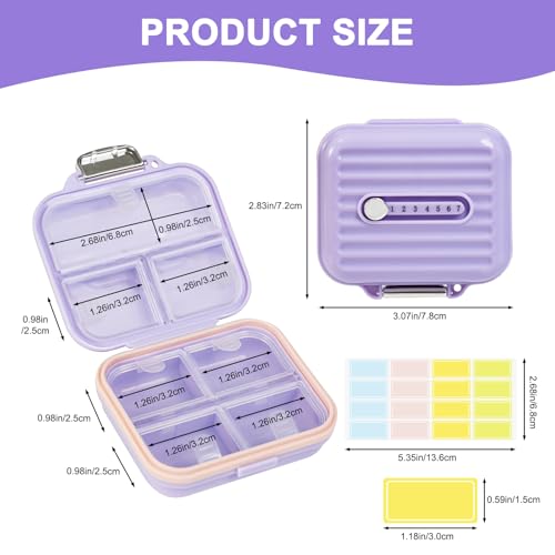 Travel Pill Organizer Box with Labels