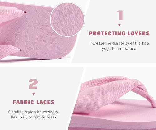 Flip Flops for Women Arch Support Summer Beach Sandals Pink Size 7.5