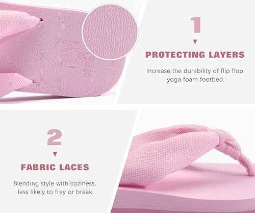 Flip Flops for Women Arch Support Summer Beach Sandals Pink Size 9.5