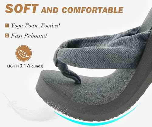 Flip Flops for Women Arch Support Summer Beach Sandals Grey Size 8.5