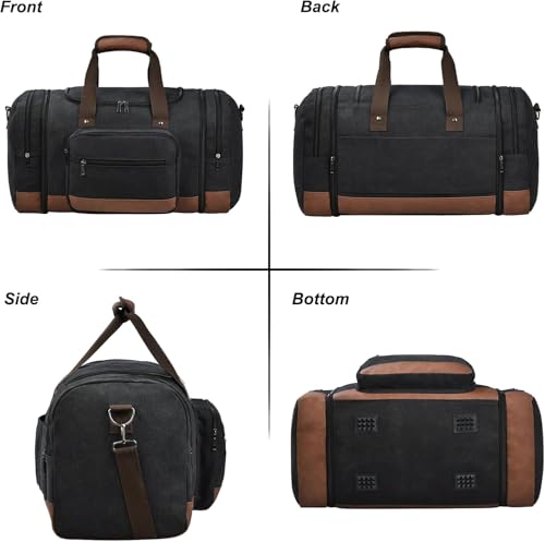 60L Canvas Duffle Bag for Travel Weekend Gym Overnight Carry