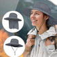 Outdoor Sun Hats with Stowable Neck Flap for Men Women UPF 50+ Mesh Summer Bucket Hat Wide Brim for Fishing Safari Hiking Dark Grey