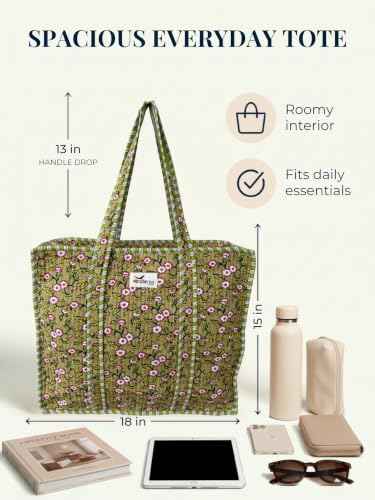 100% Cotton Quilted Tote Bag For Women