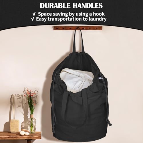 Canvas Laundry Bags with Handles & Square Base 16"Wx16"D x27.6"H