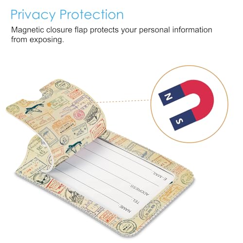 Luggage Tags Privacy Cover ID Label for Travel Bag Suitcase (2 Count)