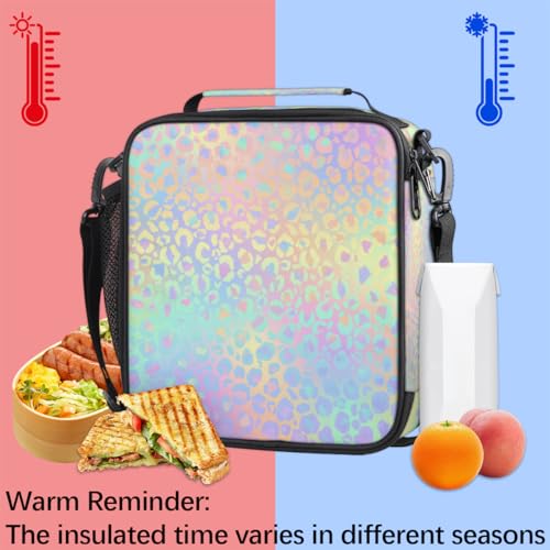 Leopard Print Kids Lunch Bag Rainbow Leopard Skin Insulated Lunch Box Mini Cooler Back to School Thermal Meal Tote Kit Bento Tote Bags Thermal Lunchbox for Boys Girls (Leopard Print)