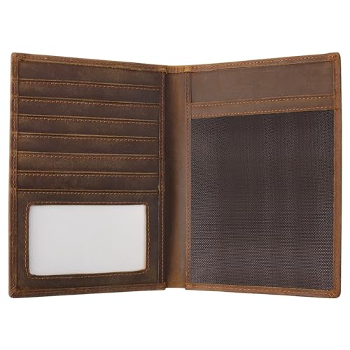Leather Passport Holder RFID Blocking Passport Travel Wallet Cover Case for Men Women Brown JC17