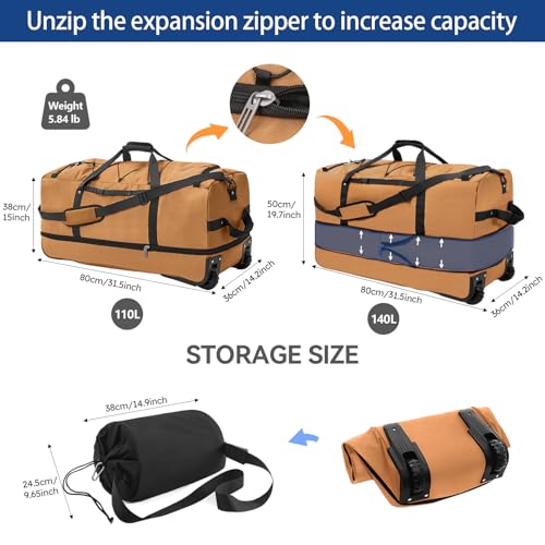 110L Expandable to 140L 32” Foldable Oxford Soft