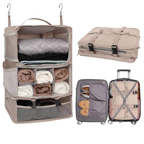 Travel Portable Hanging Shelves Closet Organizer Packing Luggage Storage with Multifunctional and Foldable Invisible Compartment